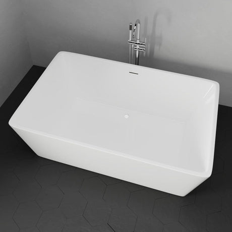 67" Extra Deep Asher Acrylic Rectangular Freestanding Tub with Insulation