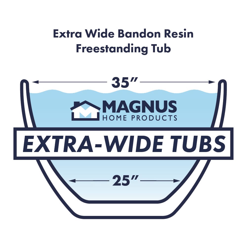 67" Extra Wide Bandon Solid Surface Stone Resin Freestanding Bathtub