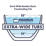 67" Extra Wide Bandon Solid Surface Stone Resin Freestanding Bathtub