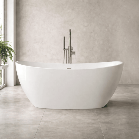 67" Extra Wide Bandon Solid Surface Stone Resin Freestanding Bathtub