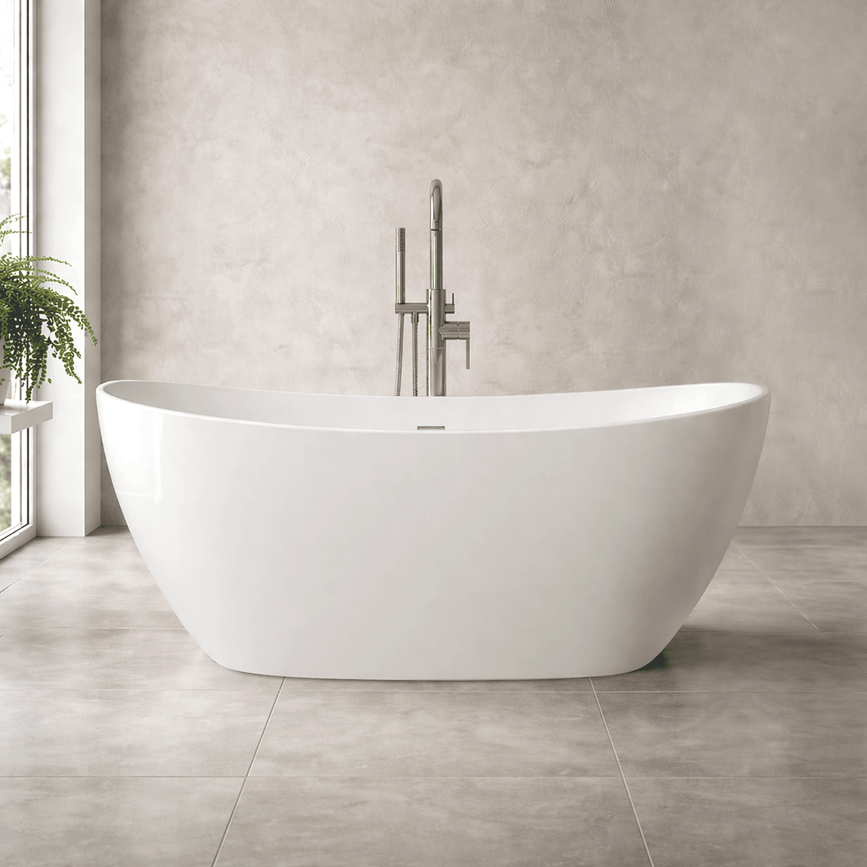 67" Extra Wide Bandon Solid Surface Stone Resin Freestanding Bathtub