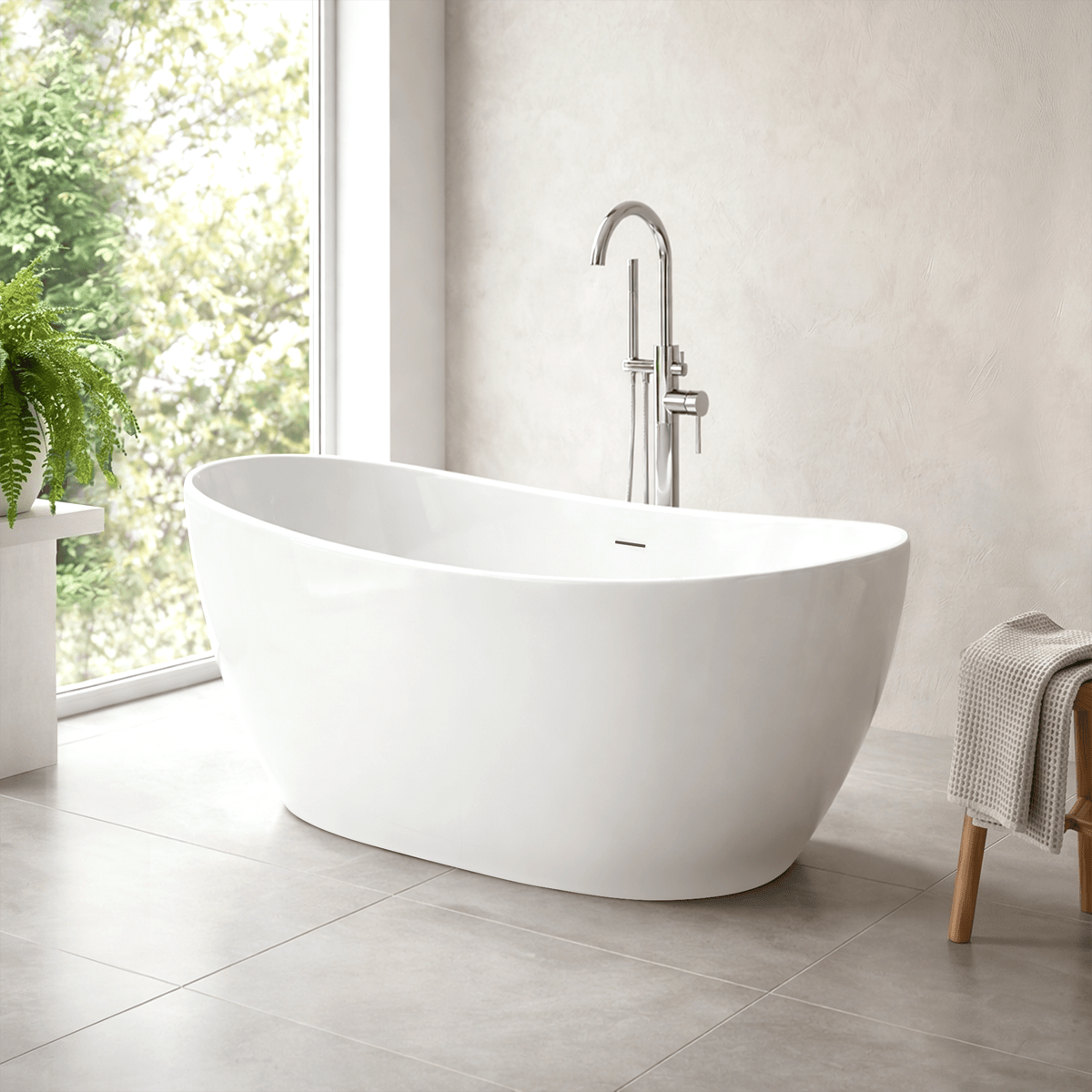 67" Extra Wide Bandon Solid Surface Stone Resin Freestanding Bathtub