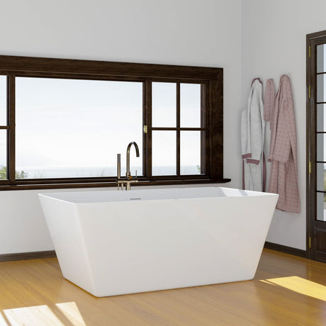 67" Extra Wide/Extra Deep Asher Acrylic Rectangular Freestanding Tub with Insulation