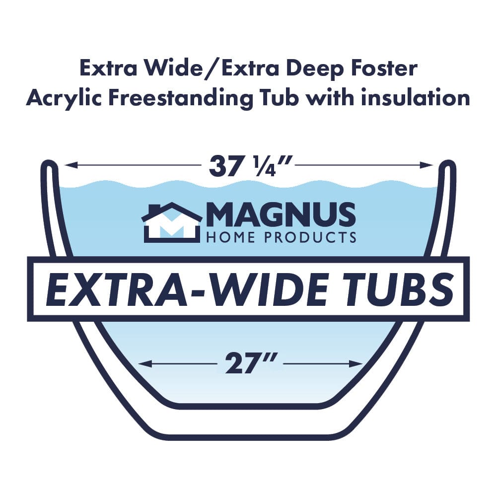 67" Extra Wide/Extra Deep Foster Acrylic Freestanding Tub with Air Jets and Insulation