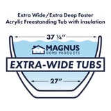 67" Extra Wide/Extra Deep Foster Acrylic Freestanding Tub with Insulation