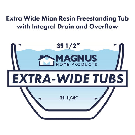 67" Extra Wide Mian Solid Surface Stone Resin Freestanding Bathtub with Integral Drain and Overflow