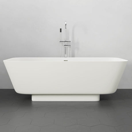 67" Geneseo Solid Surface Stone Resin Freestanding Bathtub