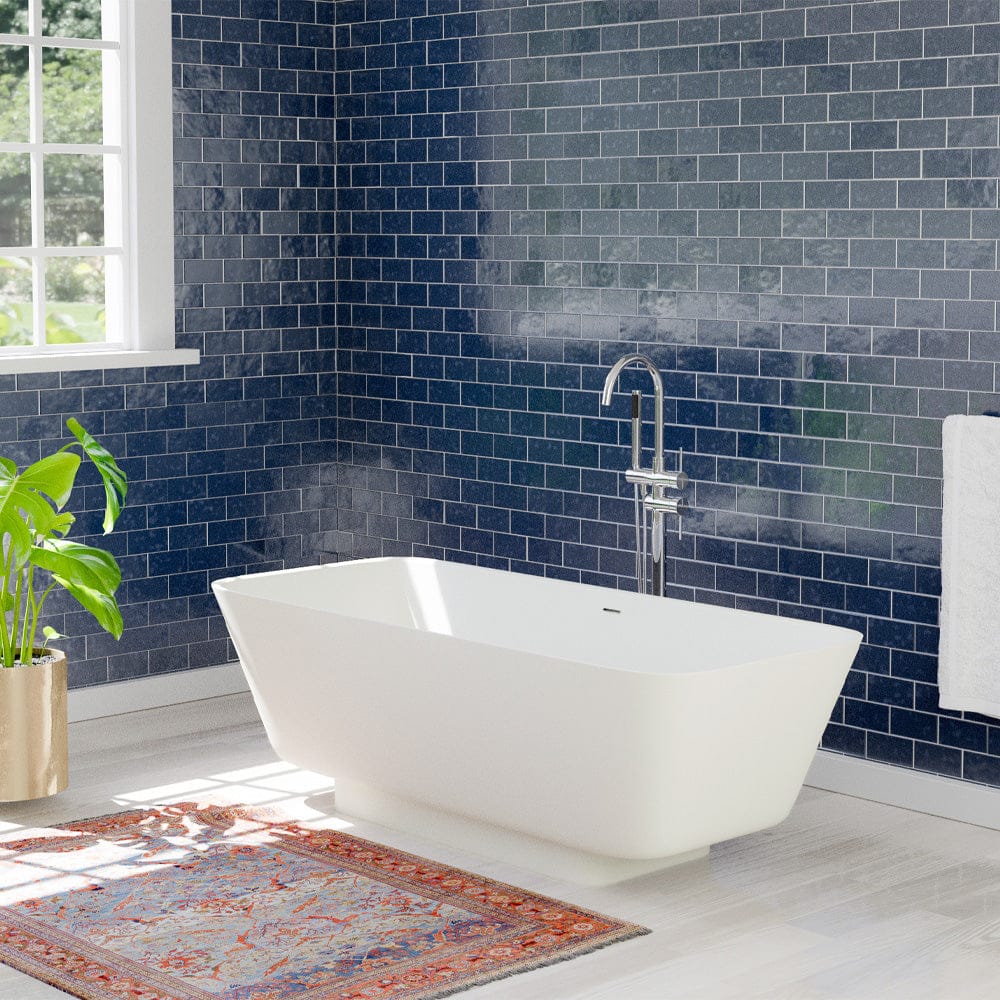 67" Geneseo Solid Surface Stone Resin Freestanding Bathtub