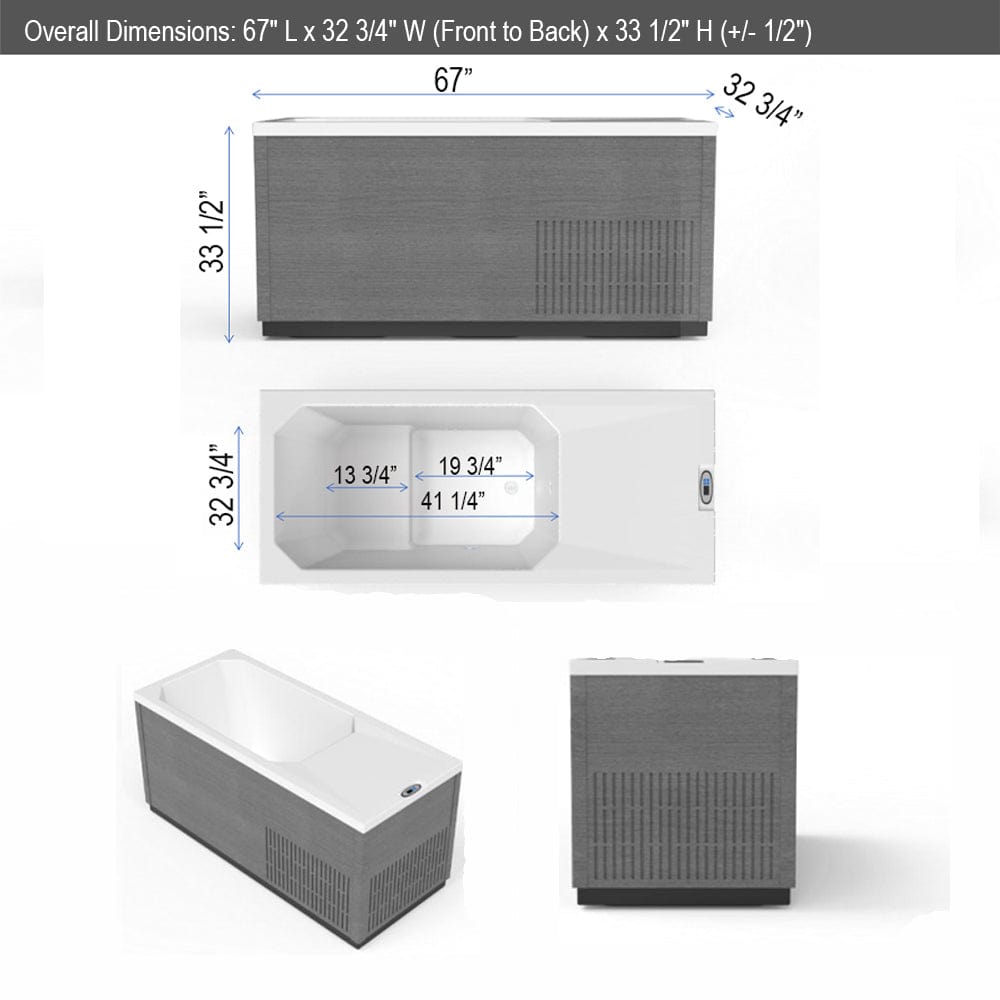 67" Isolde Cold Plunge Acrylic Rectangular Freestanding Tub