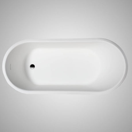 67" Jenkins Solid Surface Stone Resin Slipper Freestanding Pedestal Bathtub