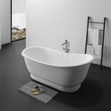 67" Jenkins Solid Surface Stone Resin Slipper Freestanding Pedestal Bathtub