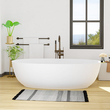 67" Razen Solid Surface Stone Resin Freestanding Bathtub