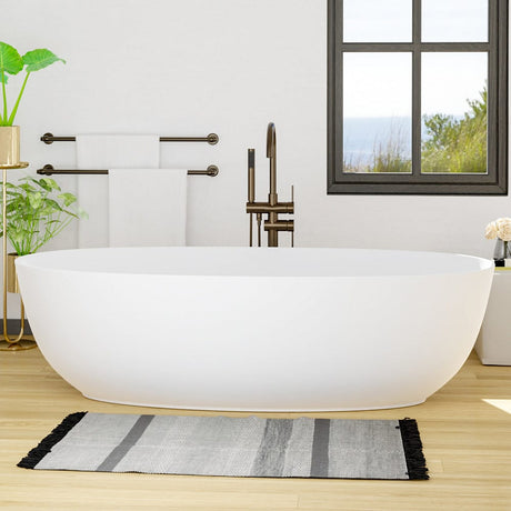 67" Razen Solid Surface Stone Resin Freestanding Bathtub