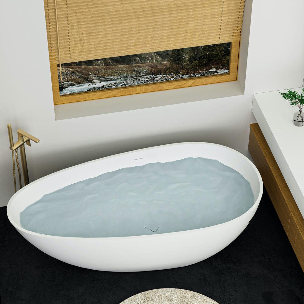 67" Topaz Solid Surface Stone Resin Freestanding Bathtub