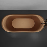 68" Curtis Copper Double Slipper Smooth Bathtub - Inside French Patina & Outside Smooth Verdigris