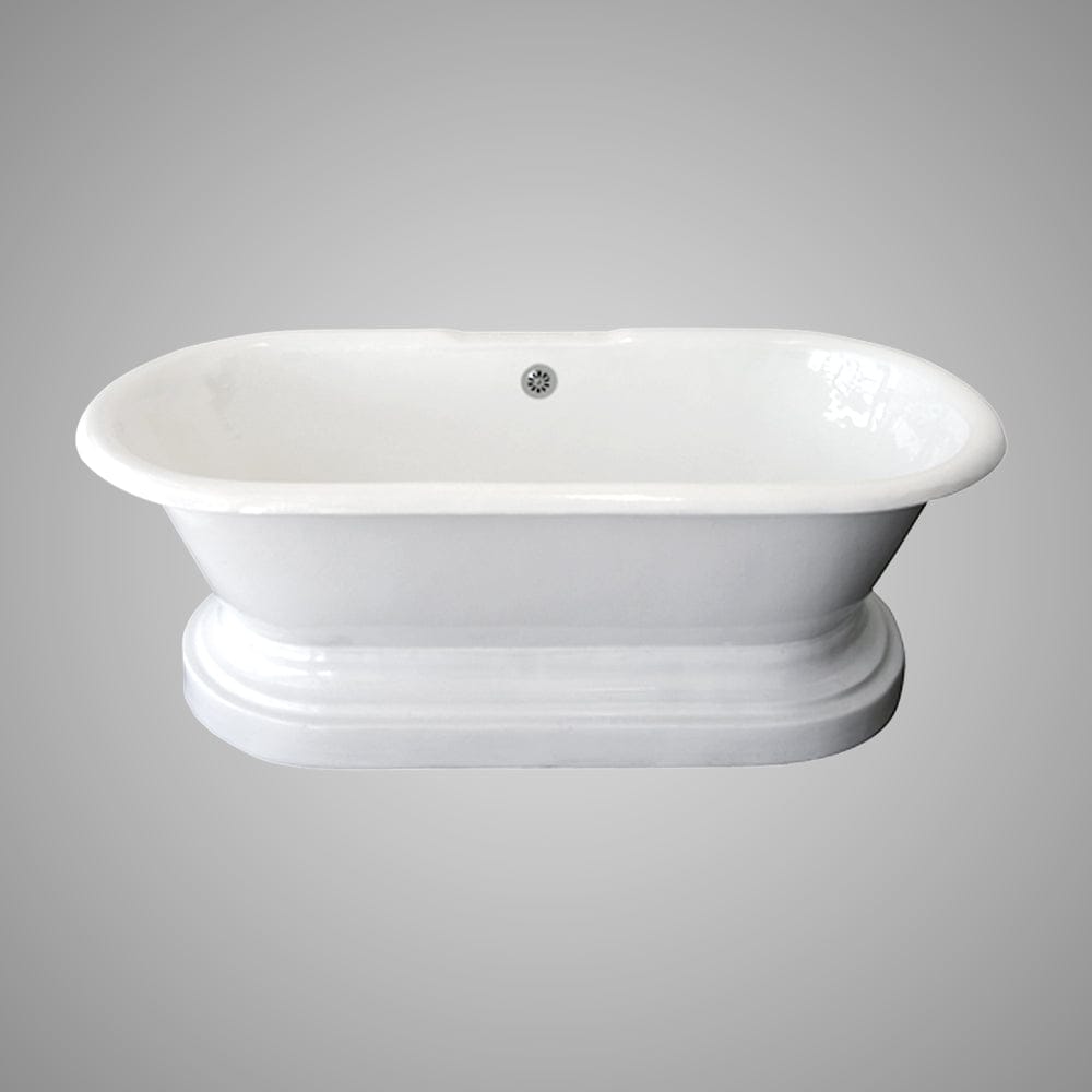 68" Cypress Cast Iron Double-Ended Roll-Top Tub with Pedestal