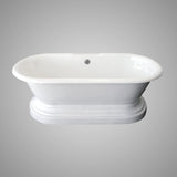 68" Cypress Cast Iron Double-Ended Roll-Top Tub with Pedestal