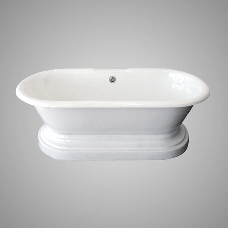 68" Cypress Cast Iron Double-Ended Roll-Top Tub with Pedestal