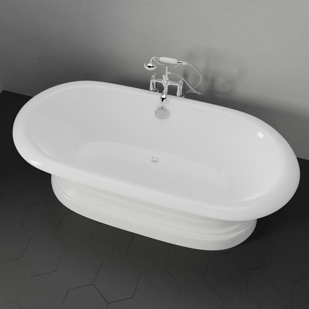 68" Cypress Cast Iron Double-Ended Roll-Top Tub with Pedestal