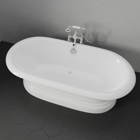 68" Cypress Cast Iron Double-Ended Roll-Top Tub with Pedestal