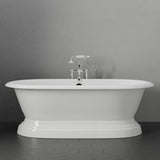 68" Cypress Cast Iron Double-Ended Roll-Top Tub with Pedestal