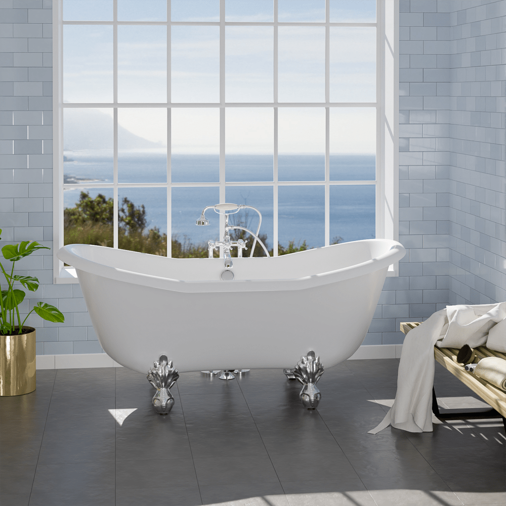 68" Duchess Acrylic Double-Slipper Clawfoot Tub