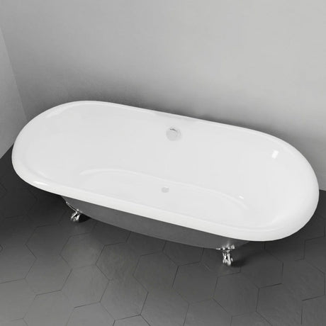 68" Luna Cast Iron Double-Ended Roll-Top Tub with Imperial Feet - Burnished Exterior Finish