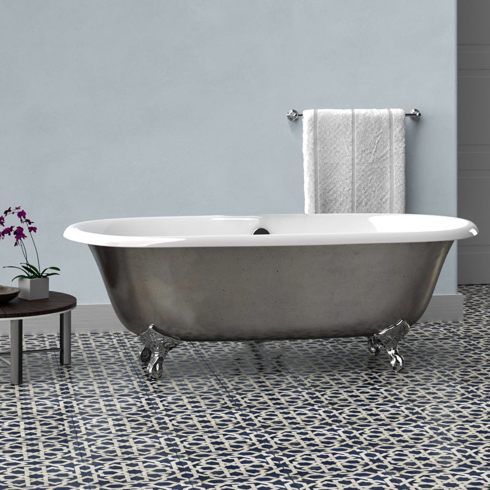 68" Luna Cast Iron Double-Ended Roll-Top Tub with Imperial Feet - Burnished Exterior Finish