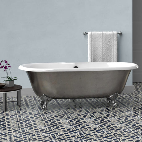 68" Luna Cast Iron Double-Ended Roll-Top Tub with Imperial Feet - Burnished Exterior Finish