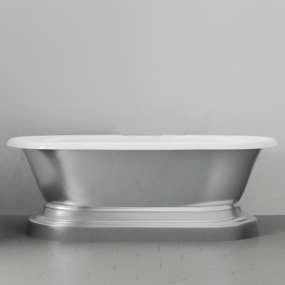 68" Luna Cast Iron Double-Ended Roll-Top Tub with Pedestal - Burnished Exterior Finish