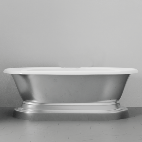 68" Luna Cast Iron Double-Ended Roll-Top Tub with Pedestal - Burnished Exterior Finish