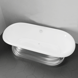 68" Luna Cast Iron Double-Ended Roll-Top Tub with Pedestal - Burnished Exterior Finish