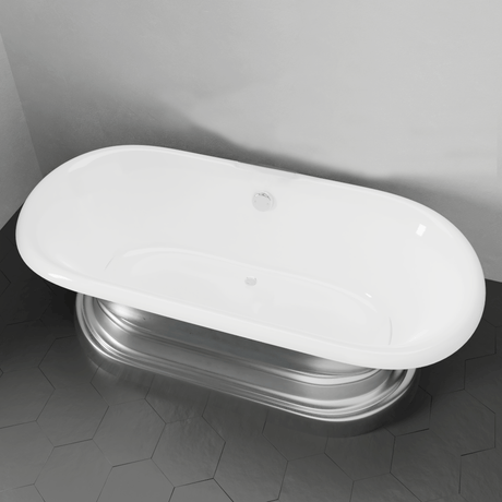 68" Luna Cast Iron Double-Ended Roll-Top Tub with Pedestal - Burnished Exterior Finish