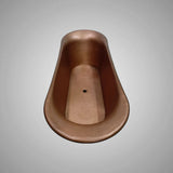 68" Sullivan Copper Double Slipper Hammered Bathtub - Inside French Patina & Outside Hammered Verdigris