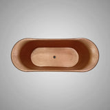 68" Sullivan Copper Double Slipper Hammered Bathtub - Inside French Patina & Outside Hammered Verdigris