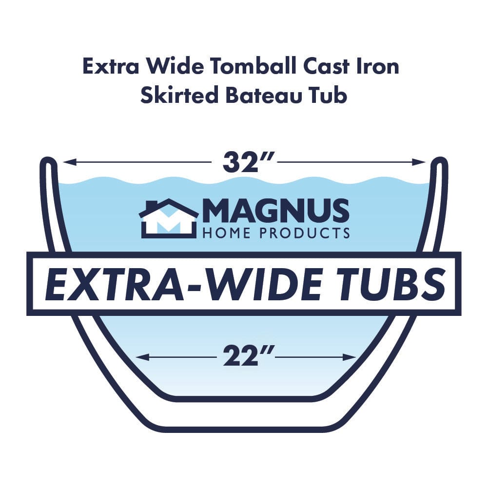 68" Tomball Cast Iron Skirted Bateau Tub - Extra Wide