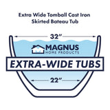 68" Tomball Cast Iron Skirted Bateau Tub - Extra Wide
