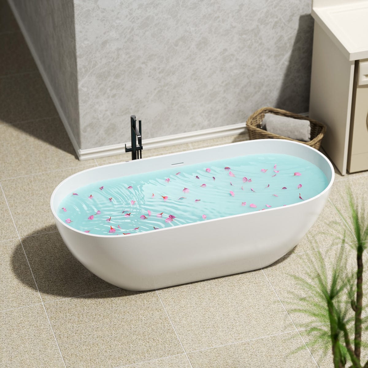 69" Woolsey Surface Stone Resin Freestanding Bathtub