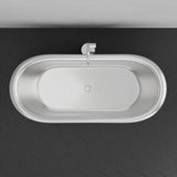 70" Gibbon Double Slipper Copper Freestanding Tub - Satin Nickel Interior with Black Exterior