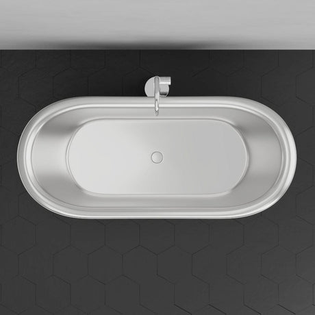 70" Gibbon Double Slipper Copper Freestanding Tub - Satin Nickel Interior with Black Exterior