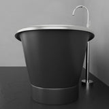 70" Gibbon Double Slipper Copper Freestanding Tub - Satin Nickel Interior with Black Exterior