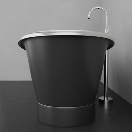 70" Gibbon Double Slipper Copper Freestanding Tub - Satin Nickel Interior with Black Exterior