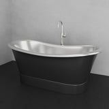 70" Gibbon Double Slipper Copper Freestanding Tub - Satin Nickel Interior with Black Exterior