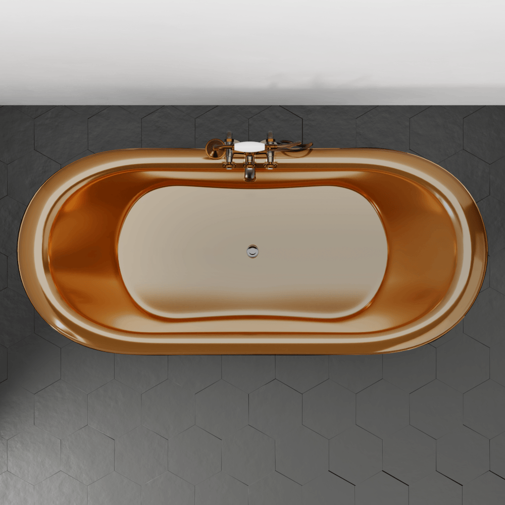 70" Kalida Antique Black Copper Double-Slipper Roll-Top Pedestal Tub - Polished Interior