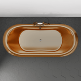 70" Kalida Antique Black Copper Double-Slipper Roll-Top Pedestal Tub - Polished Interior