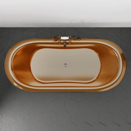 70" Kalida Antique Black Copper Double-Slipper Roll-Top Pedestal Tub - Polished Interior