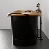 70" Kalida Antique Black Copper Double-Slipper Roll-Top Pedestal Tub - Polished Interior