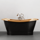 70" Kalida Antique Black Copper Double-Slipper Roll-Top Pedestal Tub - Polished Interior