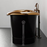 70" Kalida Antique Black Copper Double-Slipper Roll-Top Tub with Pedestal - Polished Interior with Matte Black Daisy Wheel & Pop-Up Drain