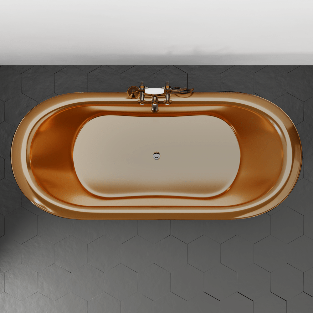 70" Kalida Antique Black Copper Double-Slipper Roll-Top Tub with Pedestal - Polished Interior with Matte Black Daisy Wheel & Pop-Up Drain